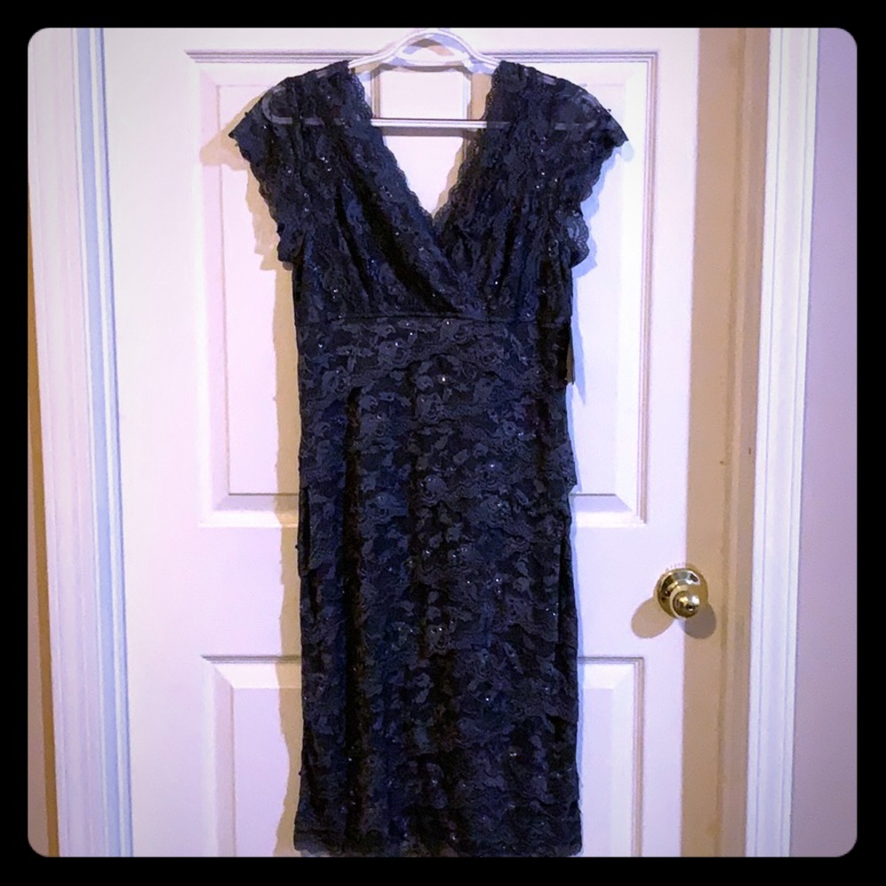 Gray lace and sequin dress